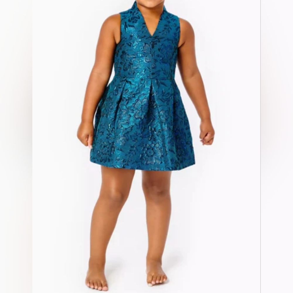 NWT Lilly pulitzer little girl blue brocade dress size 6